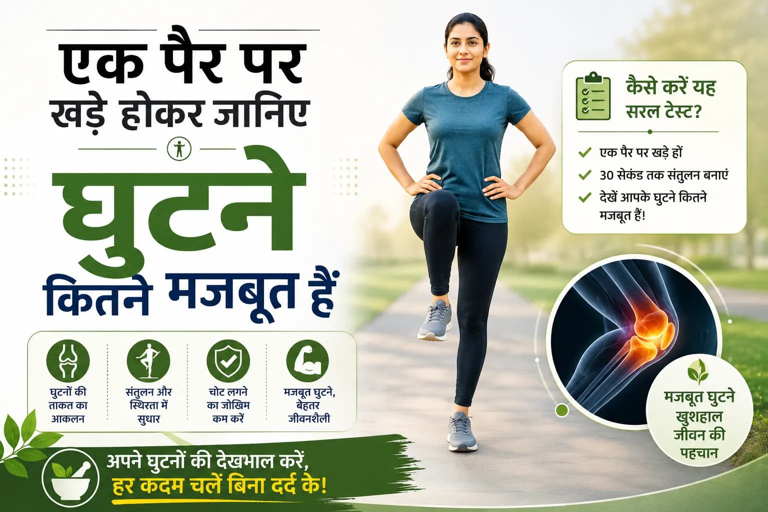 एक पैर पर खड़े होकर जानिए घुटने कितने मजबूत हैं 