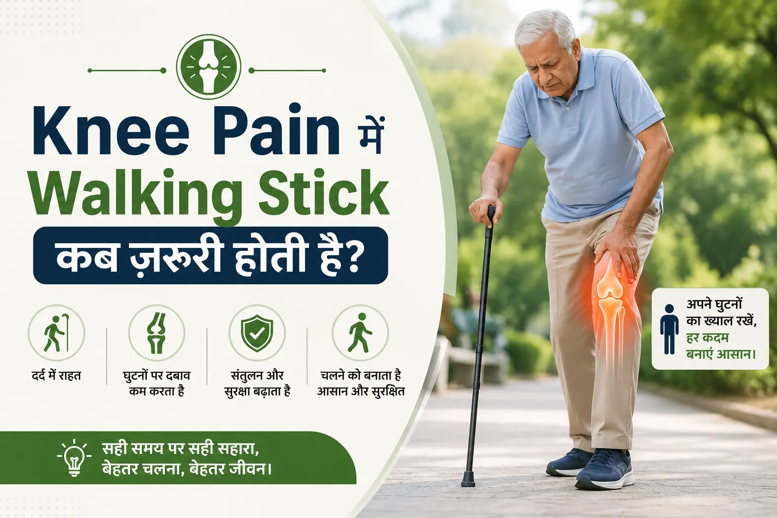 Knee Pain में Walking Stick कब ज़रूरी होती है?
