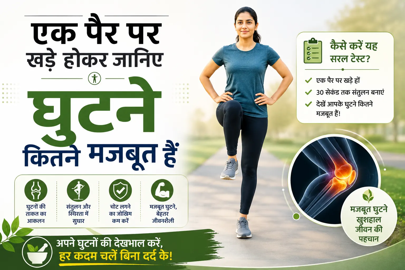 एक पैर पर खड़े होकर जानिए घुटने कितने मजबूत हैं